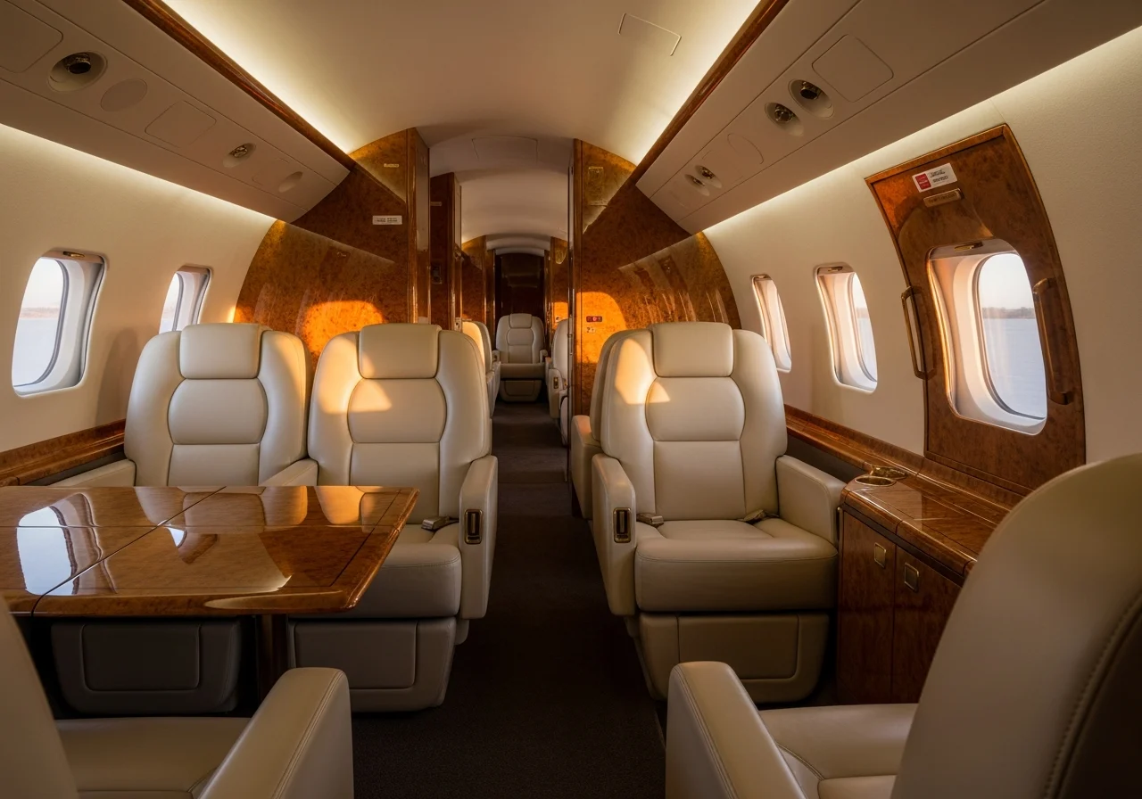 Cabine de jet privé en altitude